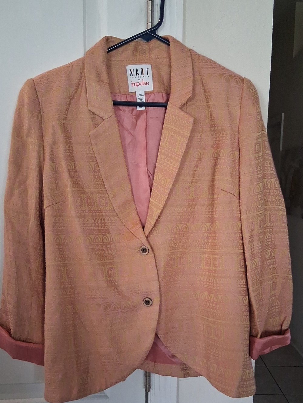 Made Impulse Peach Textured Single-Breasted Blazer